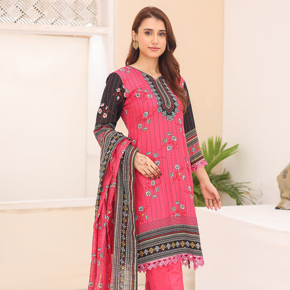 Laiba By SN Cloth Printed Unstitched 3 Pcs Suit - 5, Women, 3Pcs Shalwar Suit, SN Cloth, Chase Value