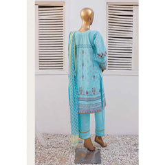 Zoha Lawn Printed Embroidered 3Pcs Suit with Bember Dupatta - 2, Women, 3Pcs Shalwar Suit, Leeds Textile, Chase Value