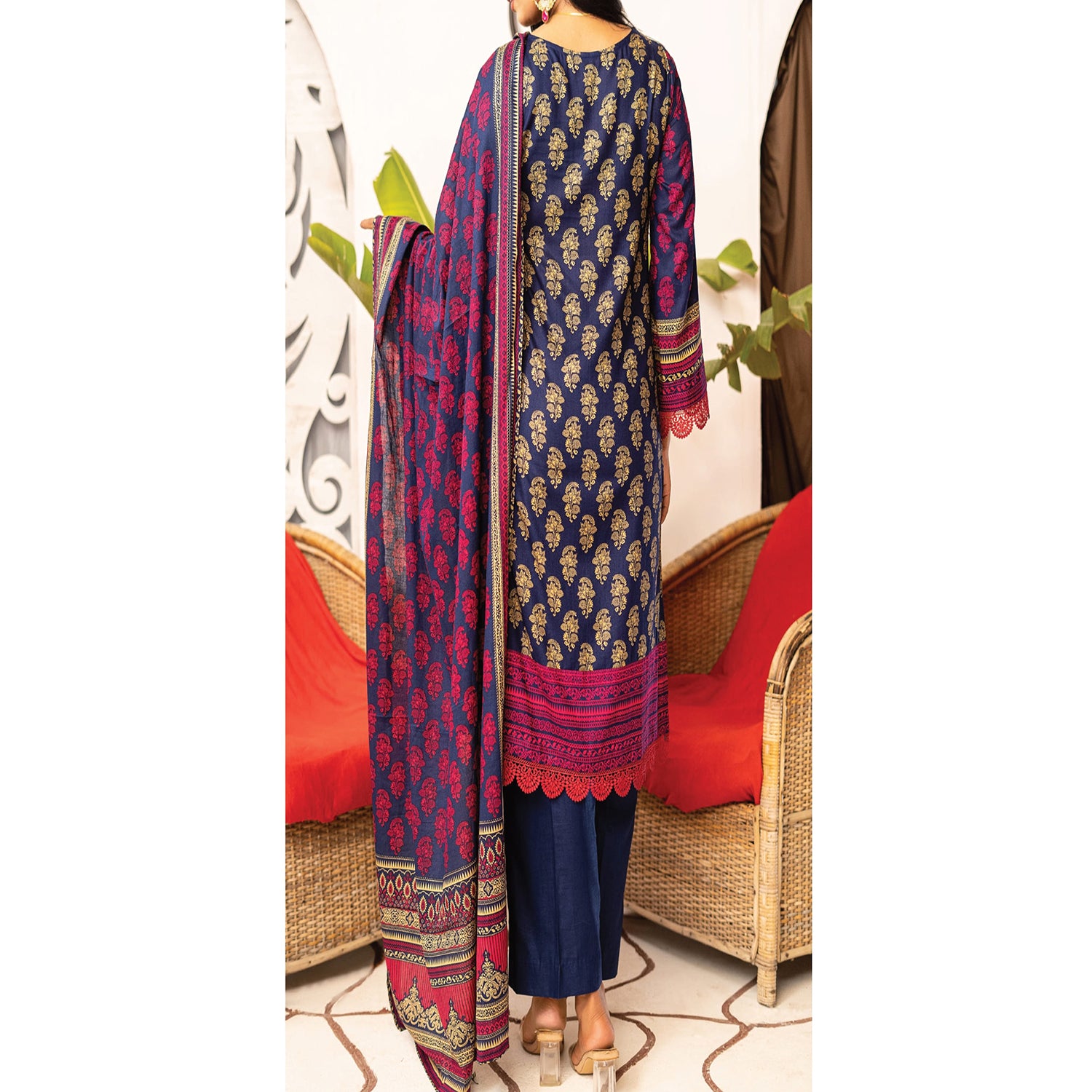 VS Daman Cambric Unstitched 3pcs Suit - 603-B, Women, 3Pcs Shalwar Suit, VS Textile, Chase Value