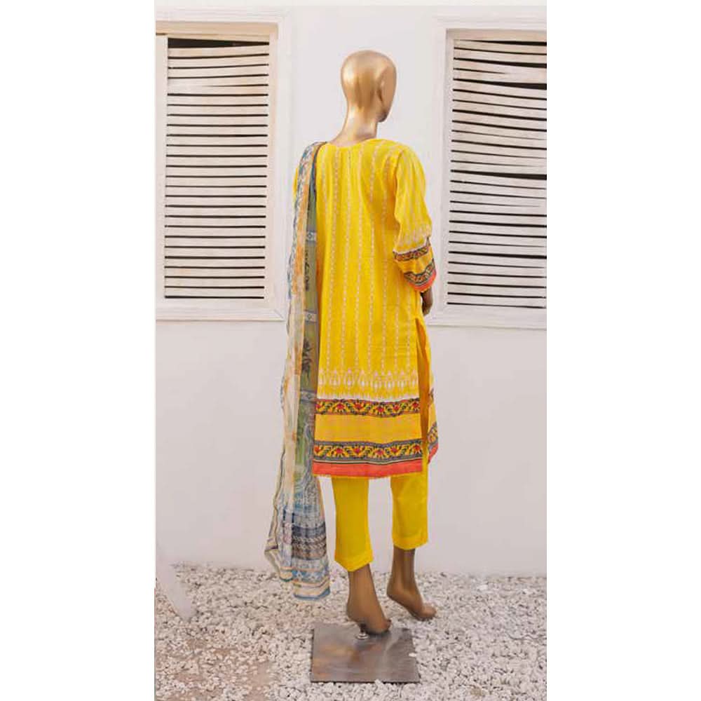 Zoha Lawn Printed Embroidered 3Pcs Suit with Bember Dupatta - 3, Women, 3Pcs Shalwar Suit, Leeds Textile, Chase Value