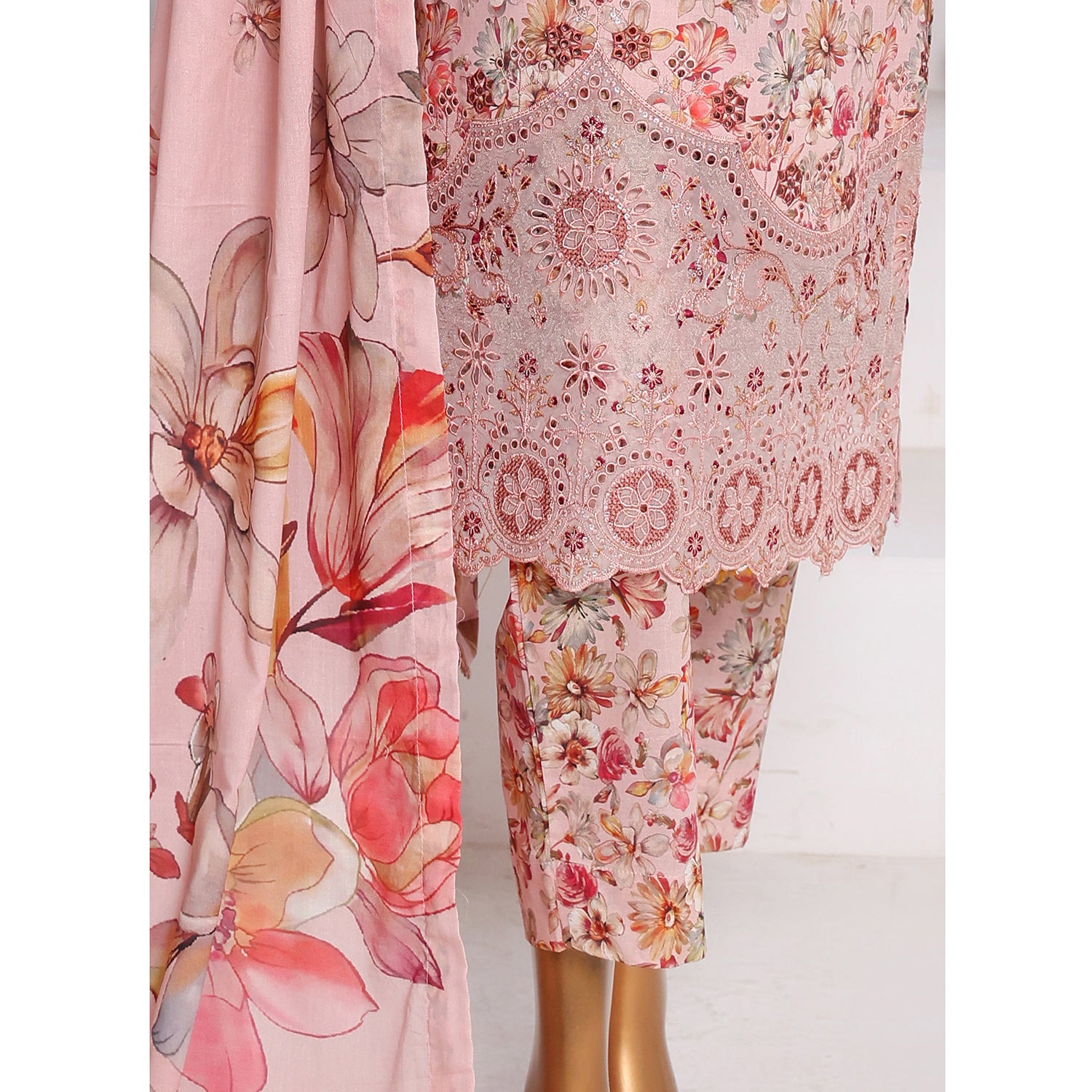 3D Daman kari By MI Creation Printed Lawn With Embroidered Unstitched 3Pcs Suit - 6, Women, 3Pcs Shalwar Suit, MI Creation, Chase Value