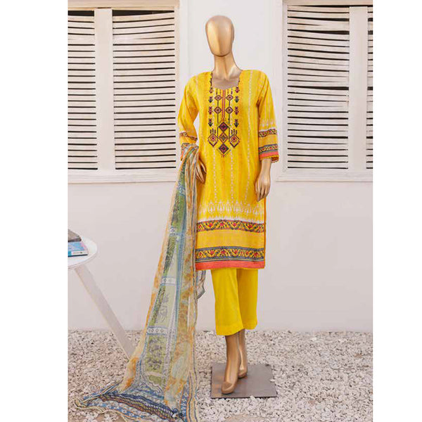 Zoha Lawn Printed Embroidered 3Pcs Suit with Bember Dupatta - 3