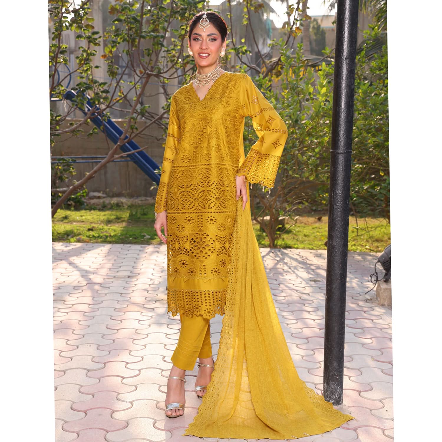 Summer Vibes By Dr. Haris Chikankari Lawn Unstitched 4 Pec Suit - 3, Women, 3Pcs Shalwar Suit, MI Creation, Chase Value