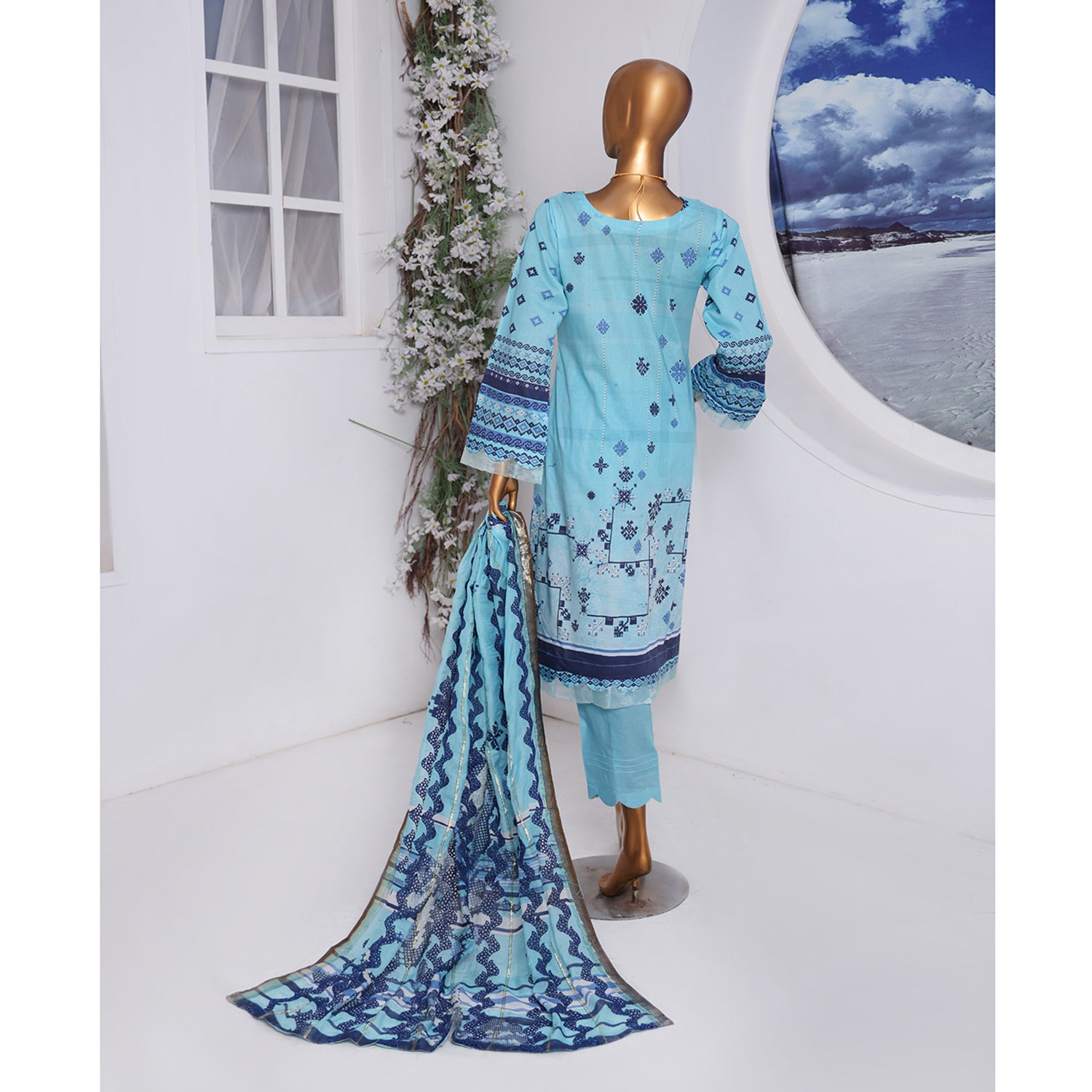 Needle Wonder By Dr. Haris Printed & Embroidered Lawn Unstitched 3Pcs Suit - 10, Women, 3Pcs Shalwar Suit, MI Creation, Chase Value