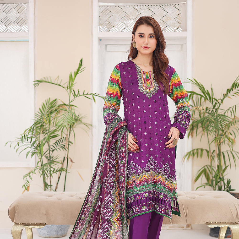 Laiba By SN Cloth Printed Unstitched 3 Pcs Suit - 6, Women, 3Pcs Shalwar Suit, SN Cloth, Chase Value