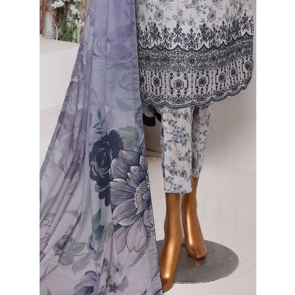 3D Daman kari By MI Creation Printed Lawn With Embroidered Unstitched 3Pcs Suit - 7, Women, 3Pcs Shalwar Suit, MI Creation, Chase Value