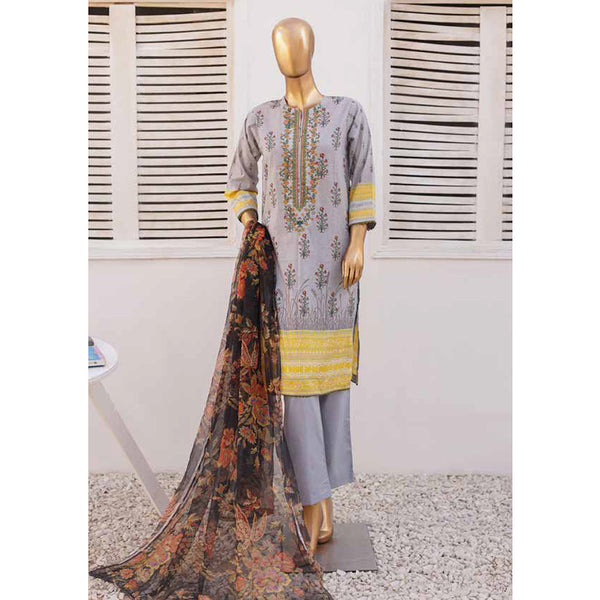 Zoha Lawn Printed Embroidered 3Pcs Suit with Bember Dupatta - 7