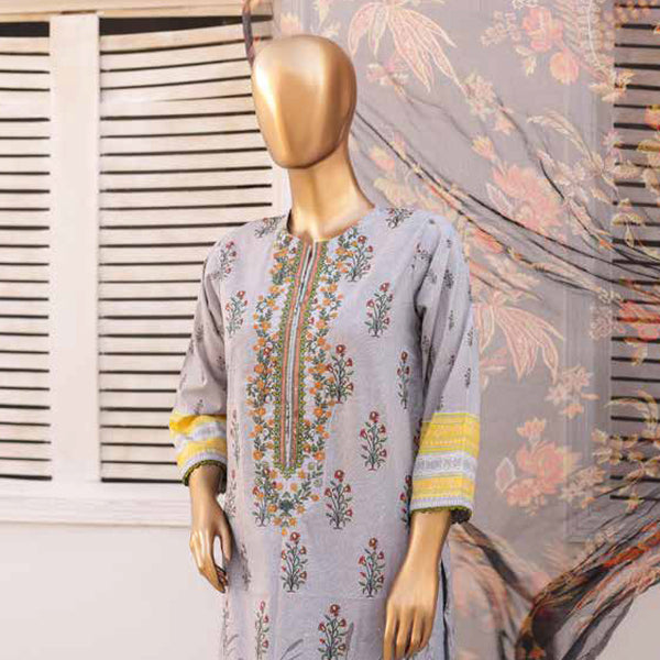 Zoha Lawn Printed Embroidered 3Pcs Suit with Bember Dupatta - 7