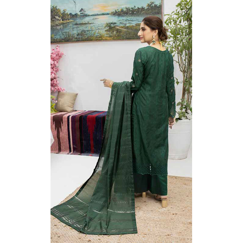 Schick Koel Viscose Schiffli Boring Embroidered Unstitched Suit With Fancy Dupatta - 3, Women, 3Pcs Shalwar Suit, MI Creation, Chase Value