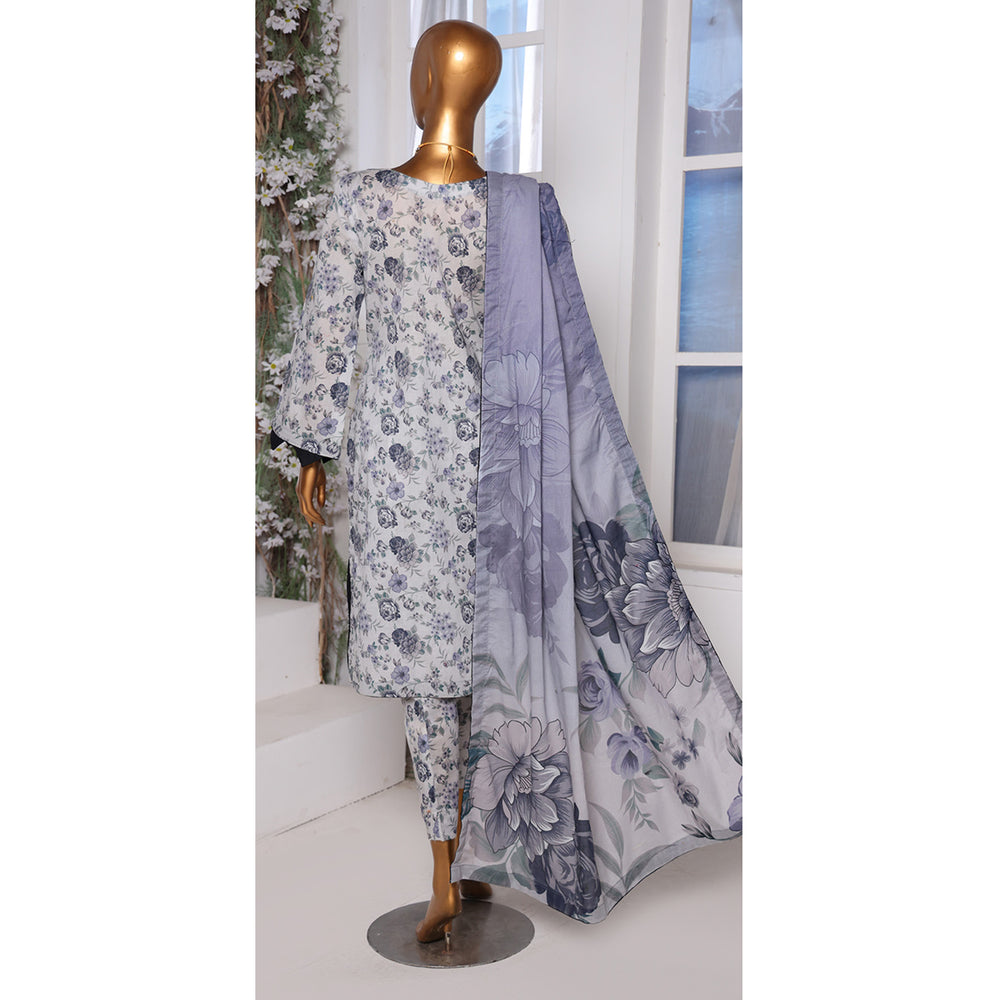 3D Daman kari By MI Creation Printed Lawn With Embroidered Unstitched 3Pcs Suit - 7, Women, 3Pcs Shalwar Suit, MI Creation, Chase Value