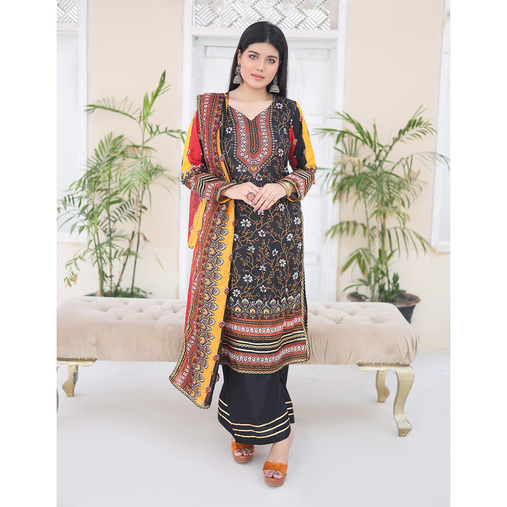 Laiba By SN Cloth Printed Unstitched 3 Pcs Suit - 7, Women, 3Pcs Shalwar Suit, SN Cloth, Chase Value