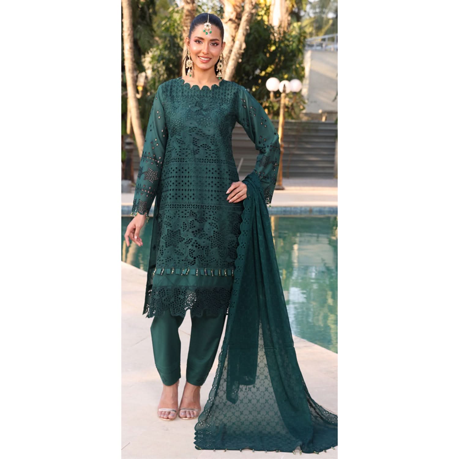 Summer Vibes By Dr. Haris Chikankari Lawn Unstitched 4 Pec Suit - 9, Women, 3Pcs Shalwar Suit, MI Creation, Chase Value