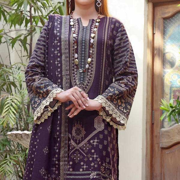 Signature Khaddar Printed Unstitched 3Pcs Suit V2- 2608, Women, 3Pcs Shalwar Suit, VS Textiles, Chase Value