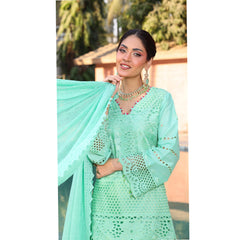 Summer Vibes By Dr. Haris Chikankari Lawn Unstitched 4 Pec Suit - 4