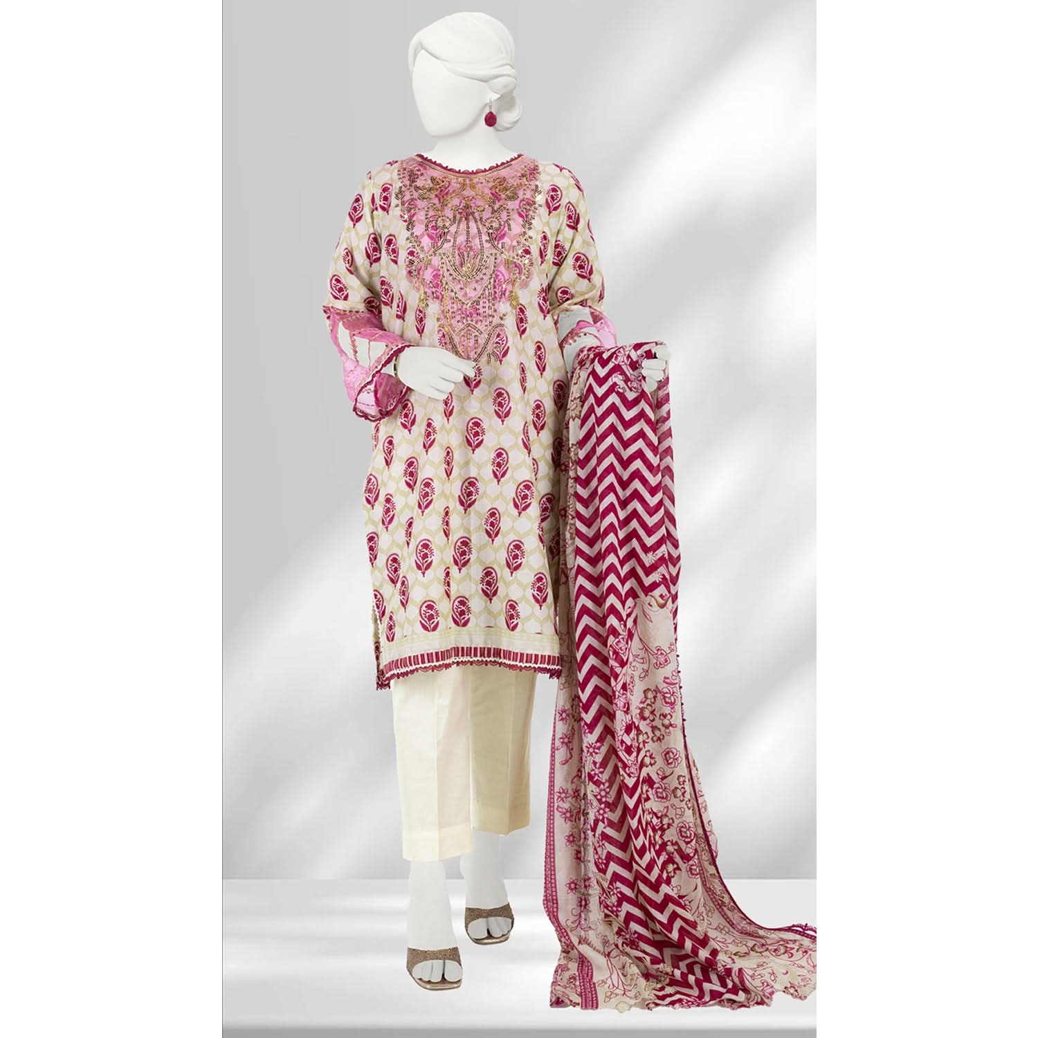 Panjnad By J. Lawn Embroidered 3 Piece Unstitched - 1273-B, Women, 3Pcs Shalwar Suit, Junaid Jamshed, Chase Value