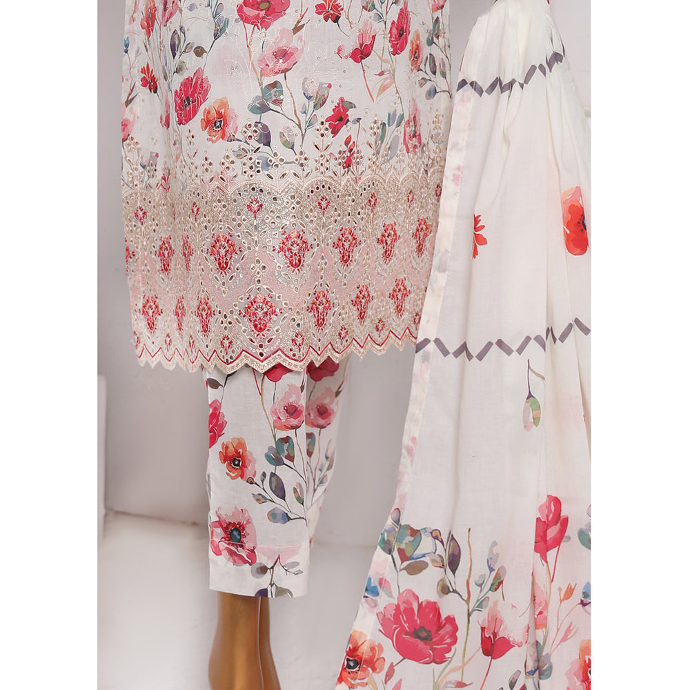 3D Daman kari By MI Creation Printed Lawn With Embroidered Unstitched 3Pcs Suit - 3, Women, 3Pcs Shalwar Suit, MI Creation, Chase Value