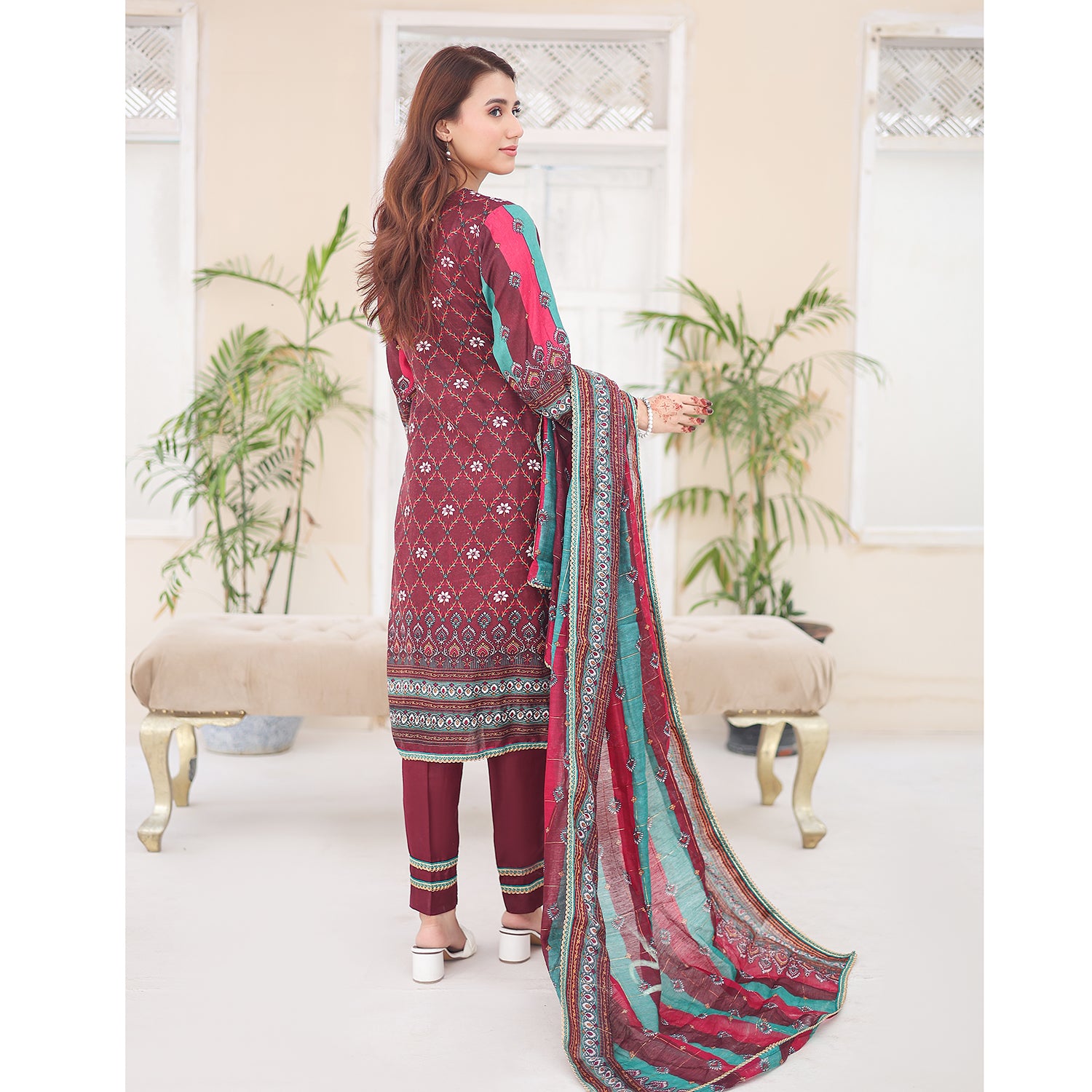 Laiba By SN Cloth Printed Unstitched 3 Pcs Suit - 8, Women, 3Pcs Shalwar Suit, SN Cloth, Chase Value