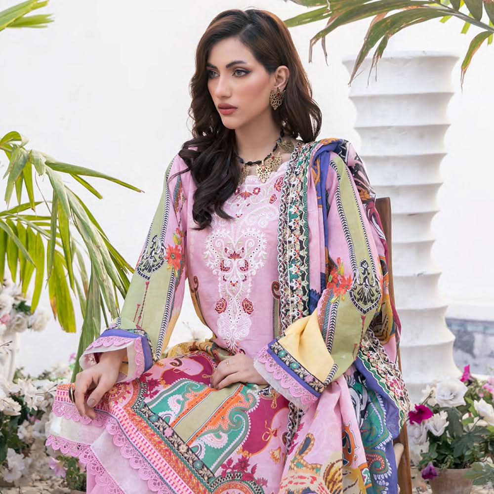Janan Printed Lawn Embroidered  Suit 3Pcs with Cut Work Dupatta - 7, Women, 3Pcs Shalwar Suit, Zesh Textile, Chase Value