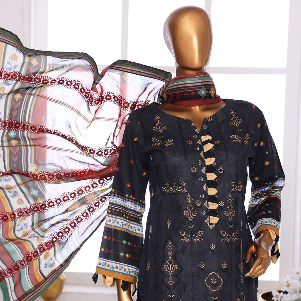 Needle Wonder By Dr. Haris Printed & Embroidered Lawn Unstitched 3Pcs Suit - 6, Women, 3Pcs Shalwar Suit, MI Creation, Chase Value