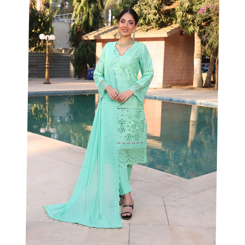 Summer Vibes By Dr. Haris Chikankari Lawn Unstitched 4 Pec Suit - 4, Women, 3Pcs Shalwar Suit, MI Creation, Chase Value