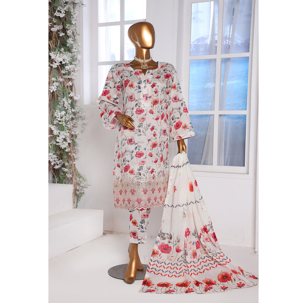 3D Daman kari By MI Creation Printed Lawn With Embroidered Unstitched 3Pcs Suit - 3, Women, 3Pcs Shalwar Suit, MI Creation, Chase Value