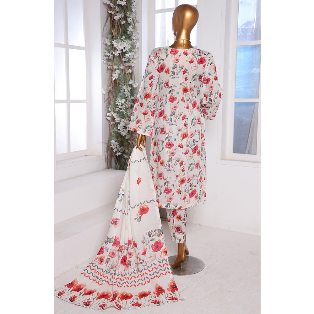 3D Daman kari By MI Creation Printed Lawn With Embroidered Unstitched 3Pcs Suit - 3, Women, 3Pcs Shalwar Suit, MI Creation, Chase Value