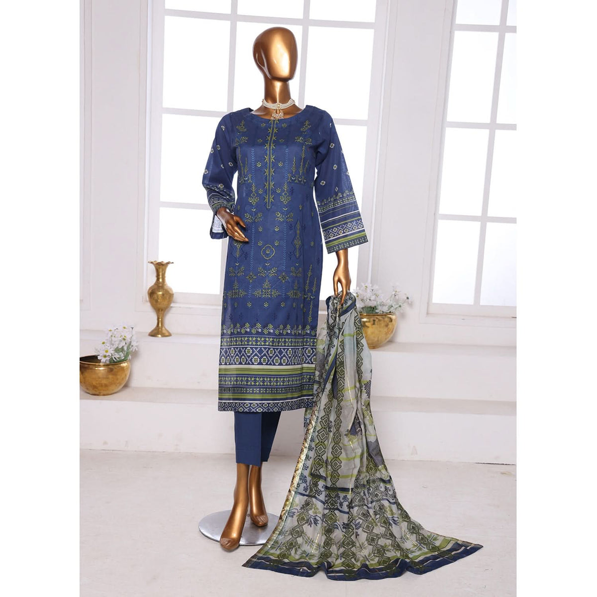 Needle Wonder By Dr. Haris Printed & Embroidered Lawn Unstitched 3Pcs Suit - 2, Women, 3Pcs Shalwar Suit, MI Creation, Chase Value