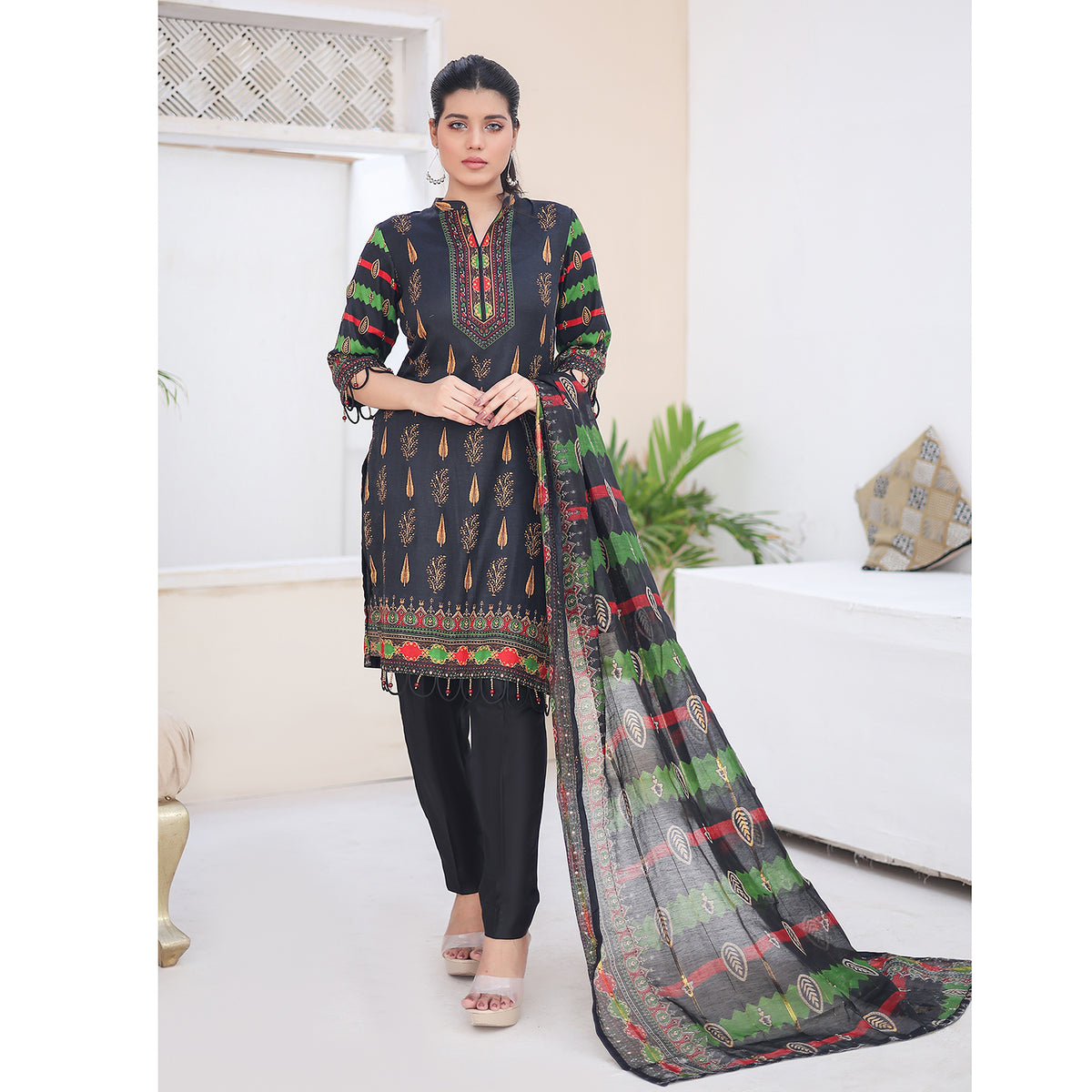 Laiba By SN Cloth Printed Unstitched 3 Pcs Suit - 9, Women, 3Pcs Shalwar Suit, SN Cloth, Chase Value