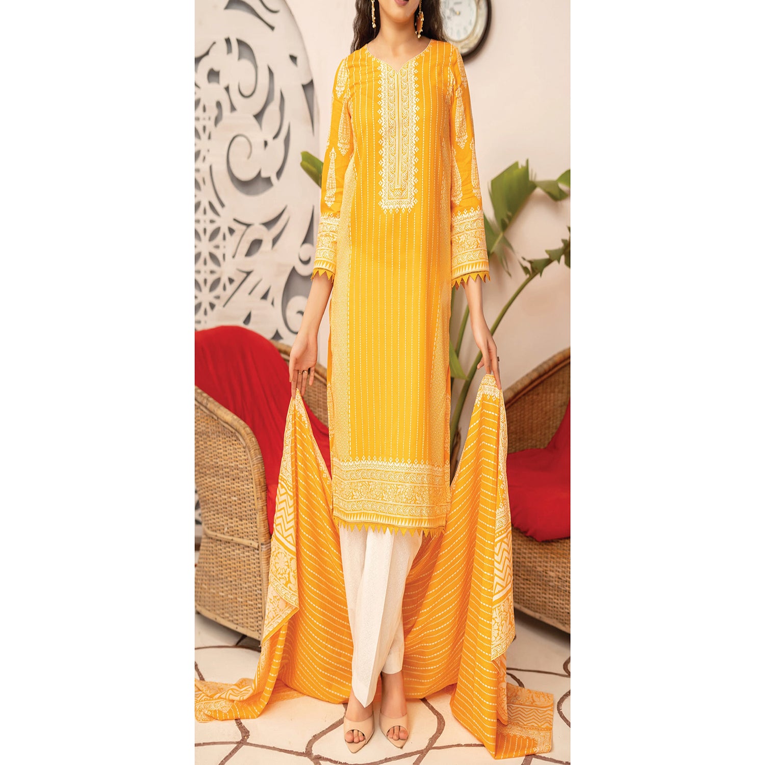 VS Daman Cambric Unstitched 3pcs Suit - 606-A, Women, 3Pcs Shalwar Suit, VS Textile, Chase Value