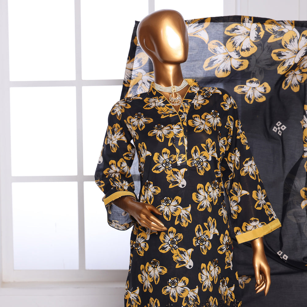 3D Daman kari By MI Creation Printed Lawn With Embroidered Unstitched 3Pcs Suit - 10, Women, 3Pcs Shalwar Suit, MI Creation, Chase Value