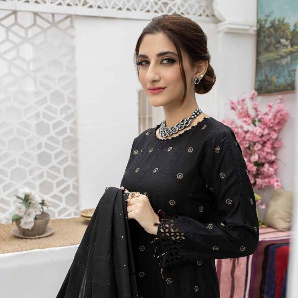 Schick Koel Viscose Schiffli Boring Embroidered Unstitched Suit With Fancy Dupatta - 1, Women, 3Pcs Shalwar Suit, MI Creation, Chase Value