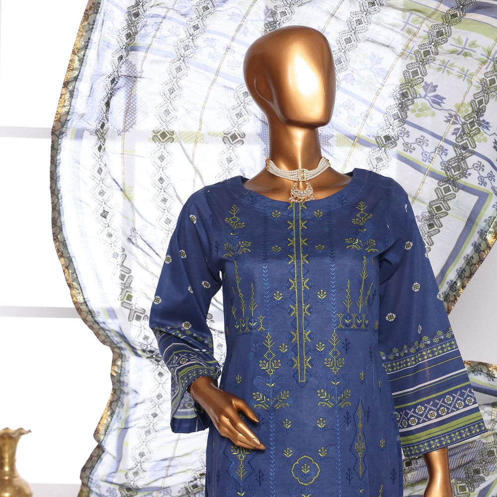 Needle Wonder By Dr. Haris Printed & Embroidered Lawn Unstitched 3Pcs Suit - 2, Women, 3Pcs Shalwar Suit, MI Creation, Chase Value
