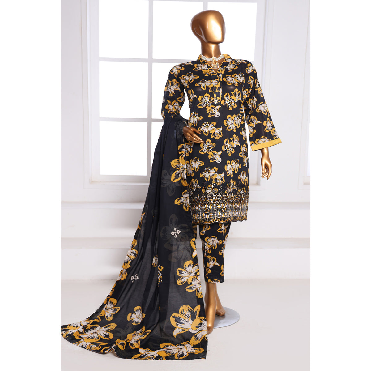 3D Daman kari By MI Creation Printed Lawn With Embroidered Unstitched 3Pcs Suit - 10, Women, 3Pcs Shalwar Suit, MI Creation, Chase Value