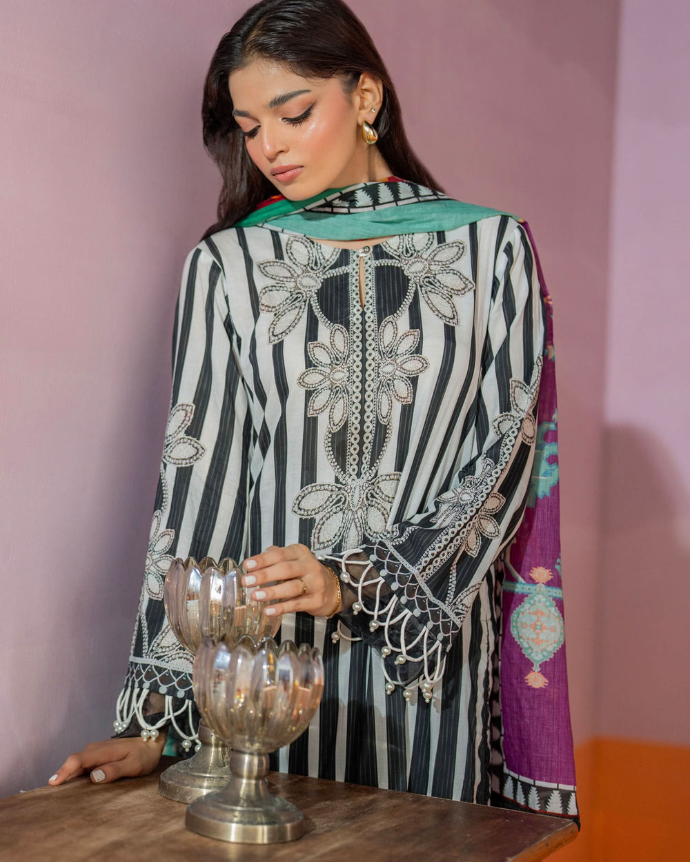 Salina Women’s 3PC Printed Suit-9, Women, 3Pcs Shalwar Suit, Chase Value, Chase Value