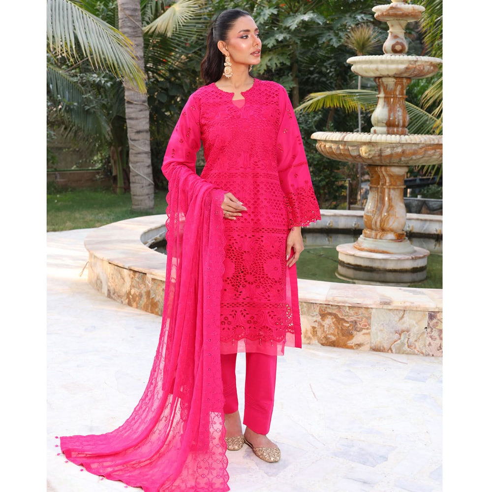Summer Vibes By Dr. Haris Chikankari Lawn Unstitched 4 Pec Suit - 10, Women, 3Pcs Shalwar Suit, MI Creation, Chase Value