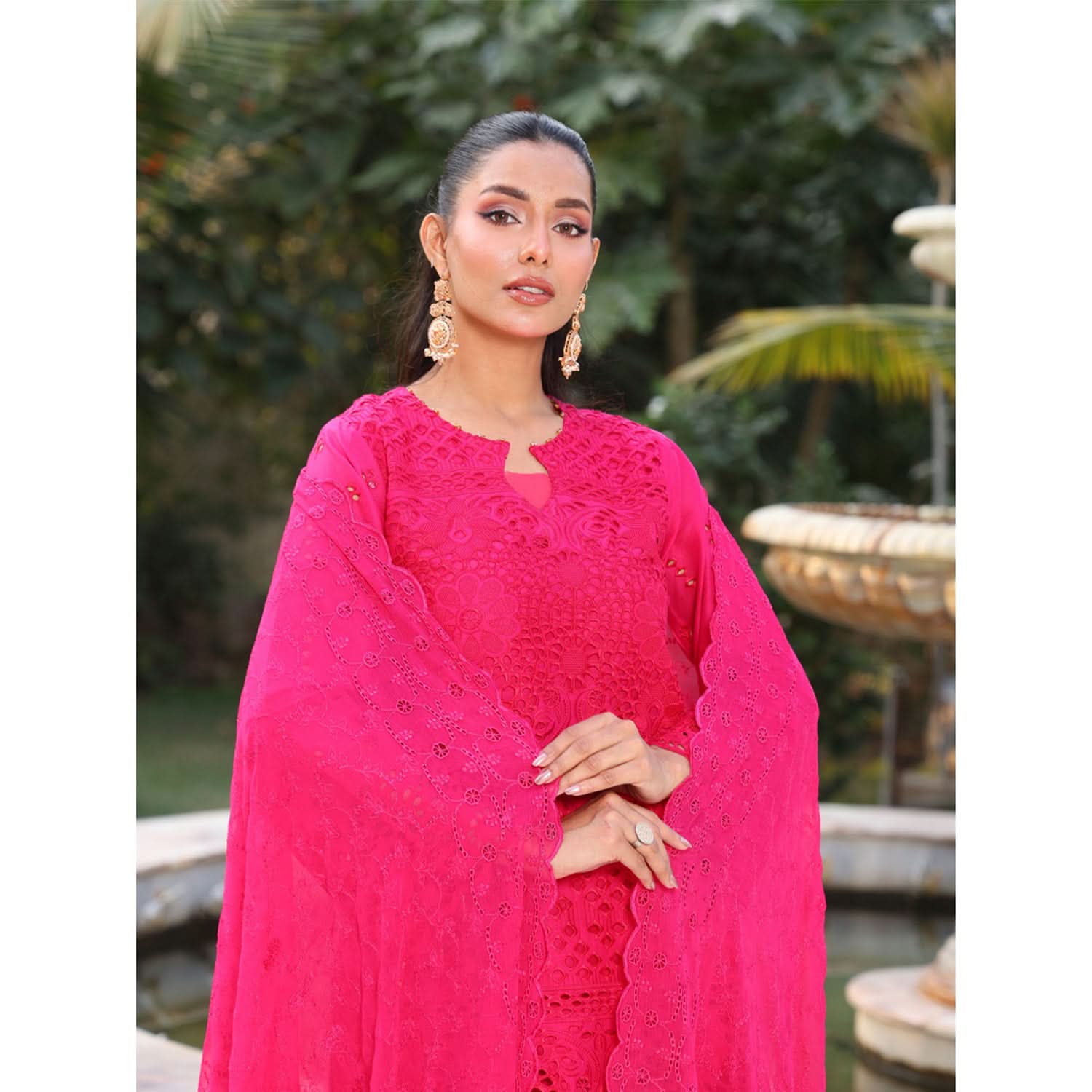 Summer Vibes By Dr. Haris Chikankari Lawn Unstitched 4 Pec Suit - 10, Women, 3Pcs Shalwar Suit, MI Creation, Chase Value
