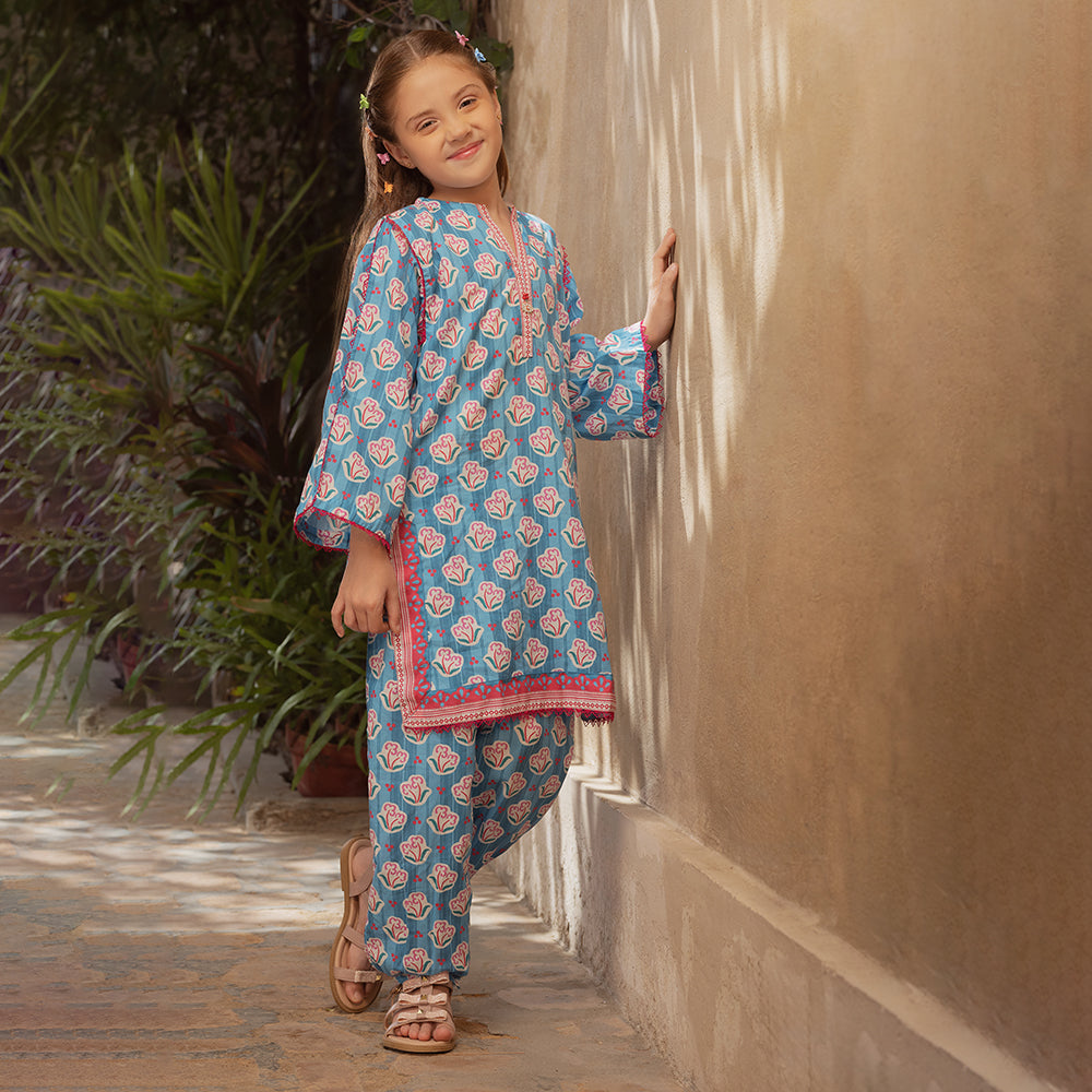 Eminent Girls Printed Shalwar Suit - Light  Blue, Girls Shalwar Kameez, Eminent, Chase Value