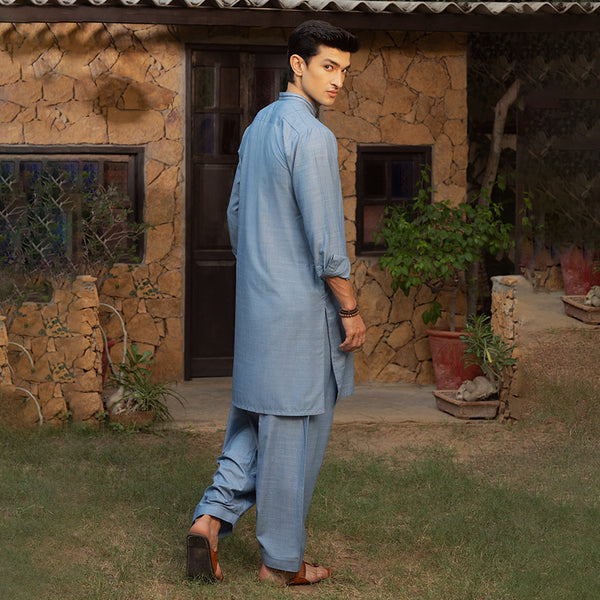 Eminent Men's Kurta Shalwar Suit - Blue