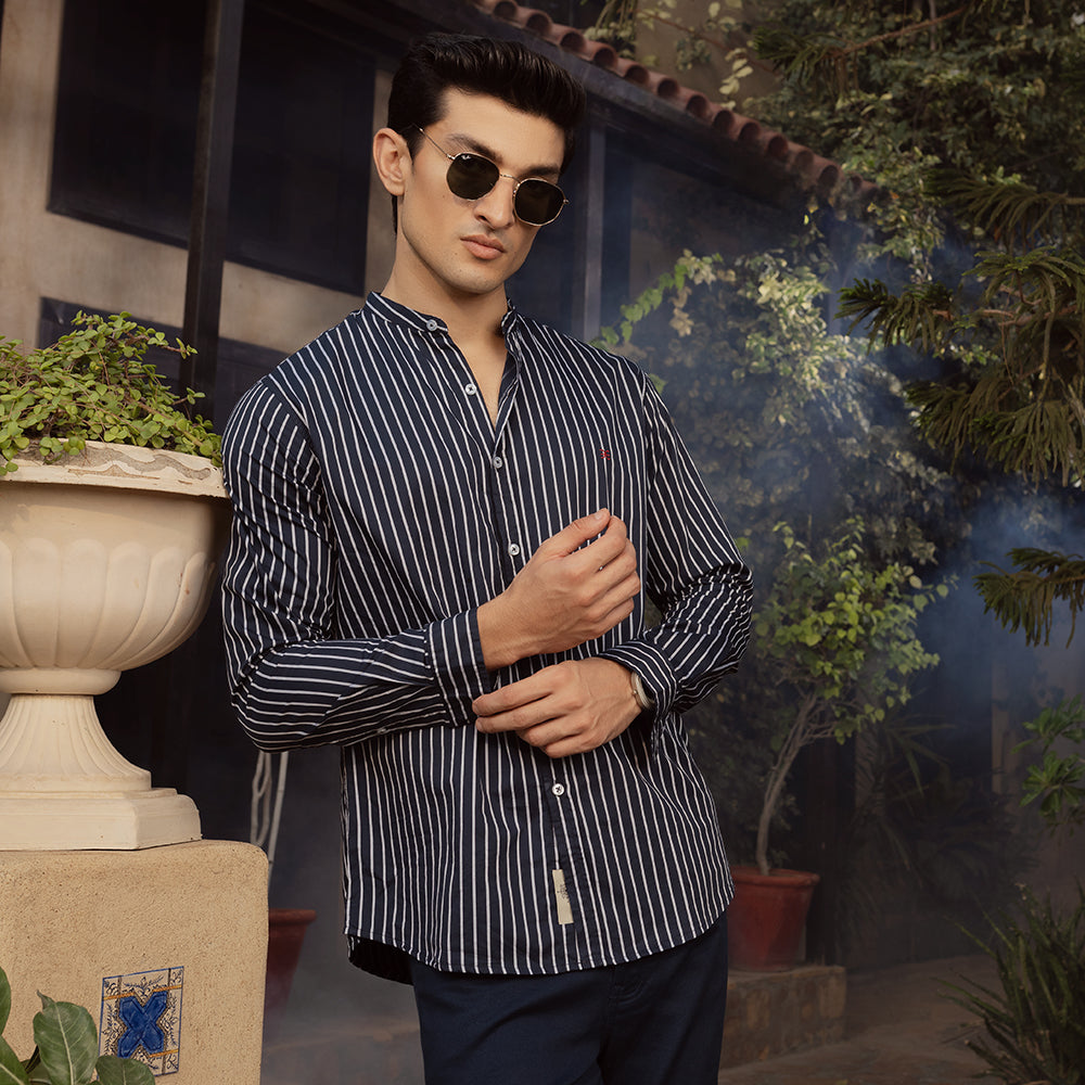 Eminent Men's Casual Stripe Shirt - White & Black, Men's Shirts, Eminent, Chase Value