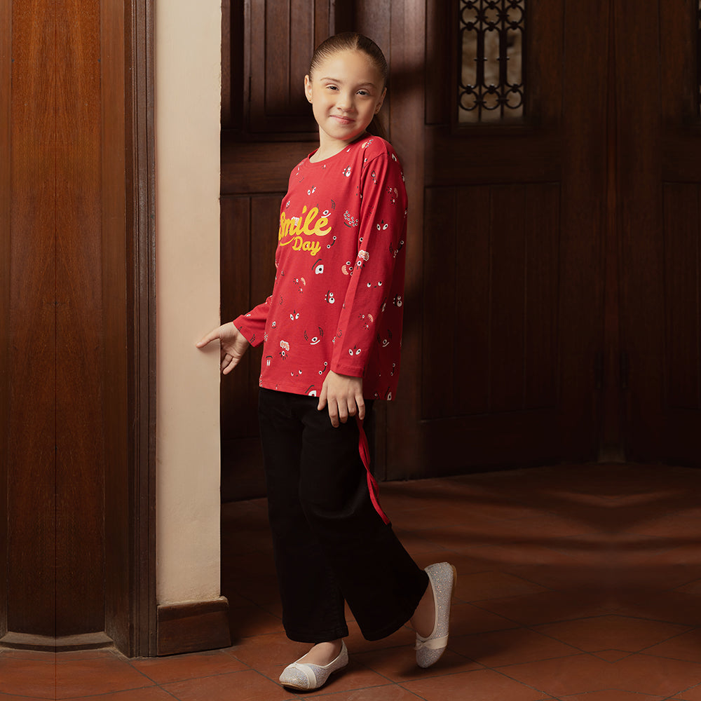 Eminent Girls Full Sleeves T-shirt - Samba Red, Girls T-Shirts, Eminent, Chase Value