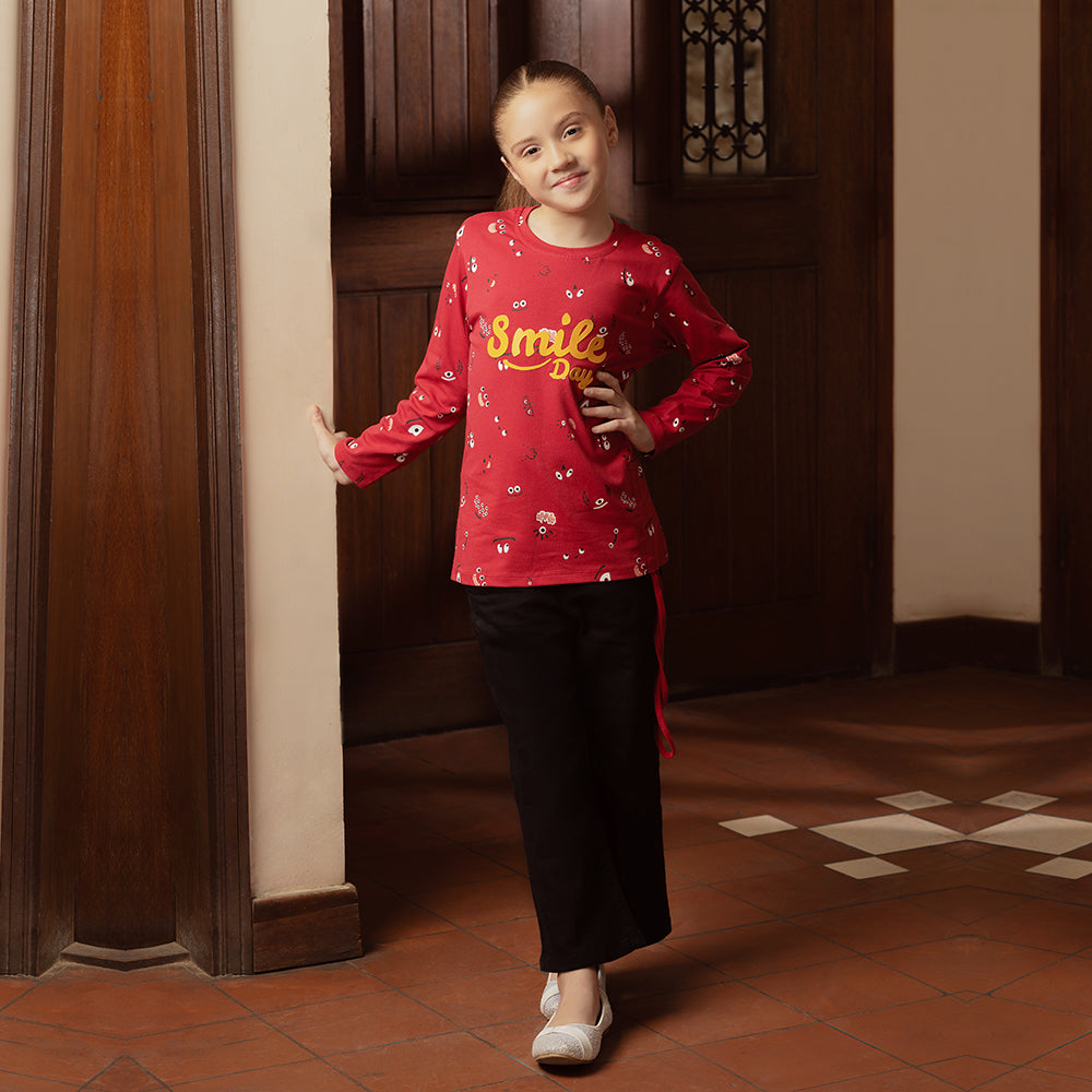 Eminent Girls Full Sleeves T-shirt - Samba Red, Girls T-Shirts, Eminent, Chase Value
