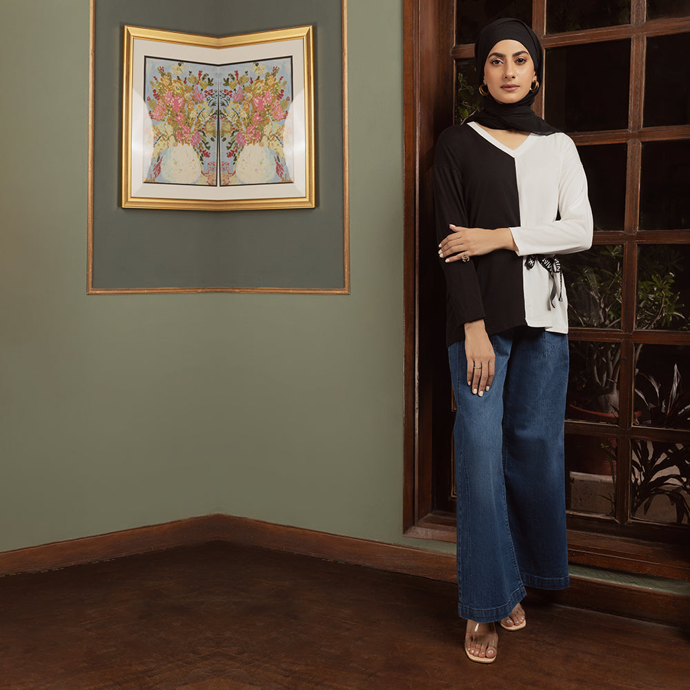 Eminent Women's Full Sleeves T-Shirt - White & Black, Women T-Shirts & Tops, Eminent, Chase Value