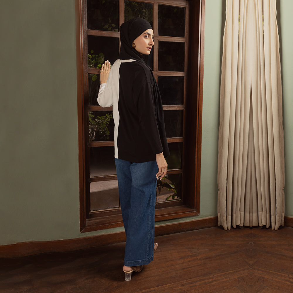 Eminent Women's Full Sleeves T-Shirt - White & Black, Women T-Shirts & Tops, Eminent, Chase Value