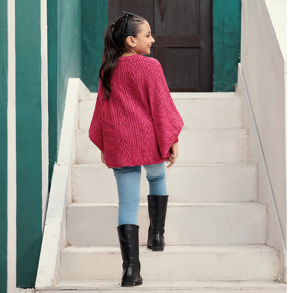 Eminent Girls Full Sleeves Sweater - Fuchsia