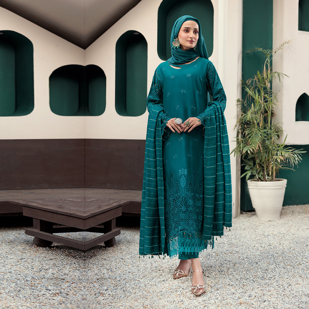 Eminent Women's Viscose Embroidered Unstitched Suit With Fancy Dupatta - Green, Women, 3Pcs Shalwar Suit, Eminent, Chase Value