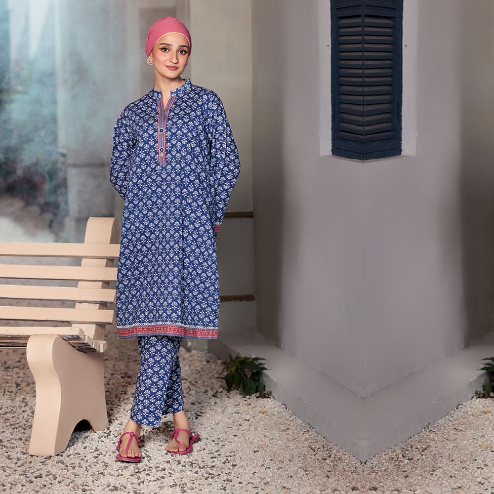 Eminent Women's Cambric Stitched 02 pcs Suit - Royal Blue, Women Shalwar Suits, Eminent, Chase Value