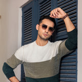 Eminent Men's Full Sleeve Sweaters - White & Green, Men's Sweater & Sweat Shirts, Eminent, Chase Value