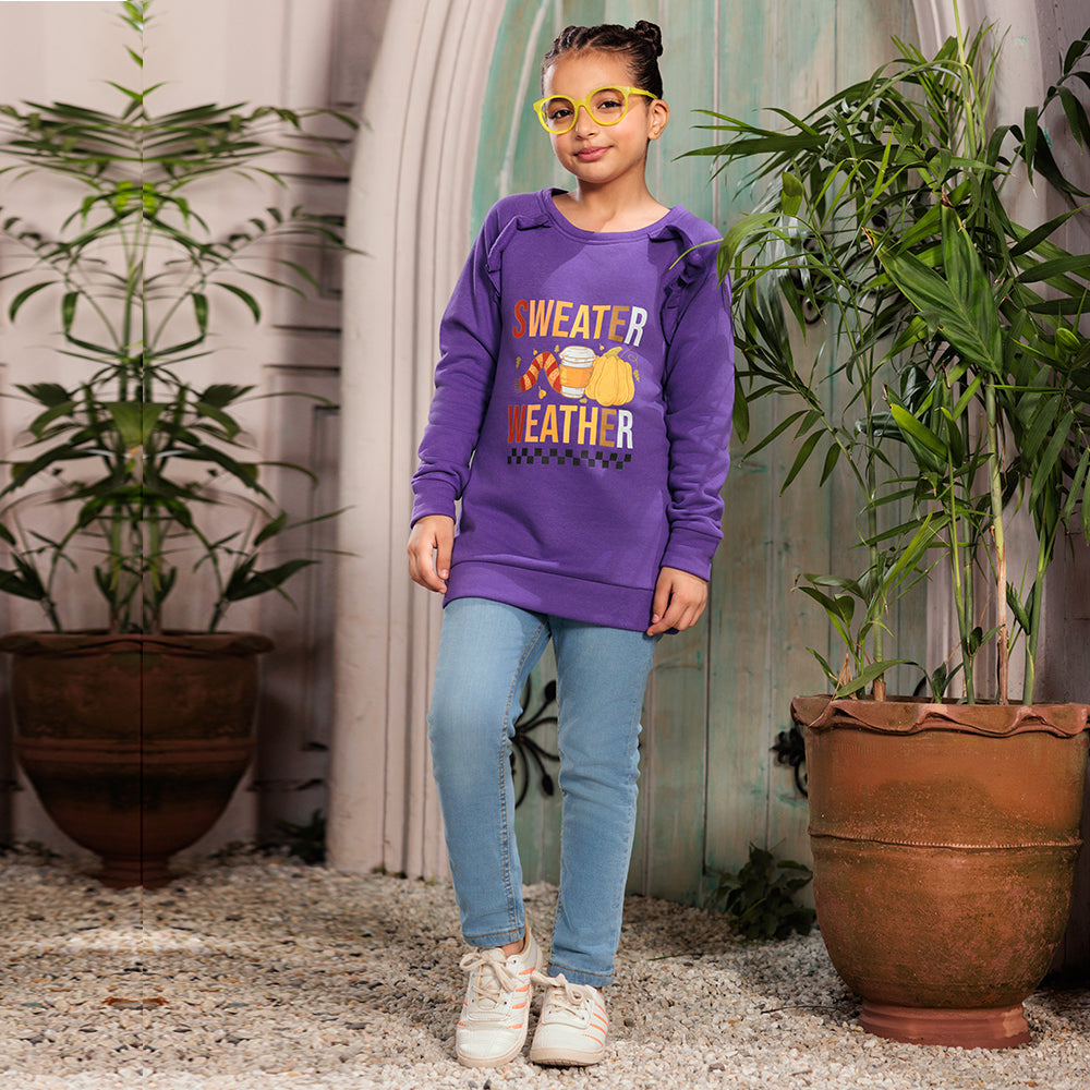 Eminent Girls Full Sleeves Sweat Shirt - Purple, Girls Hoodies & Sweat Shirts, Eminent, Chase Value