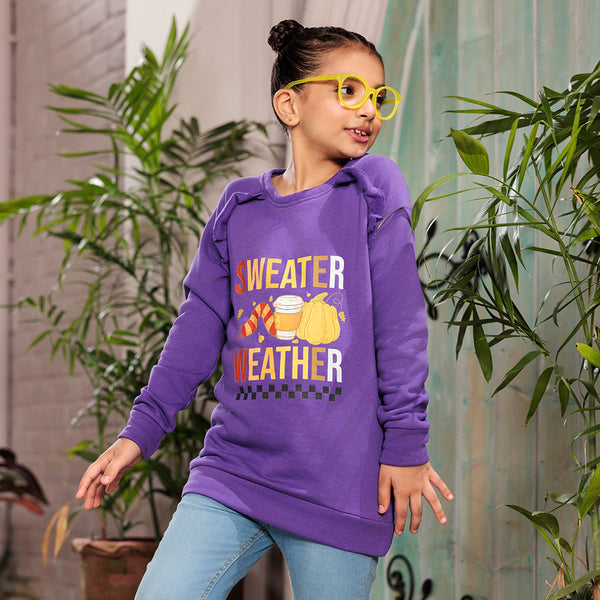 Eminent Girls Full Sleeves Sweat Shirt - Purple