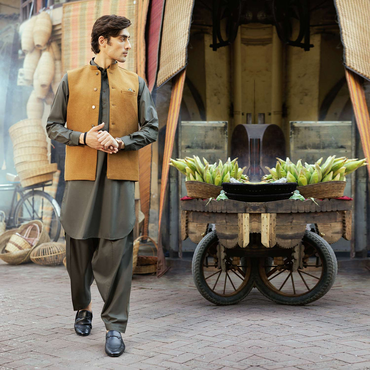 Men's Stitched Shalwar Suit - Green, Men's Shalwar Kameez, Chase Value, Chase Value